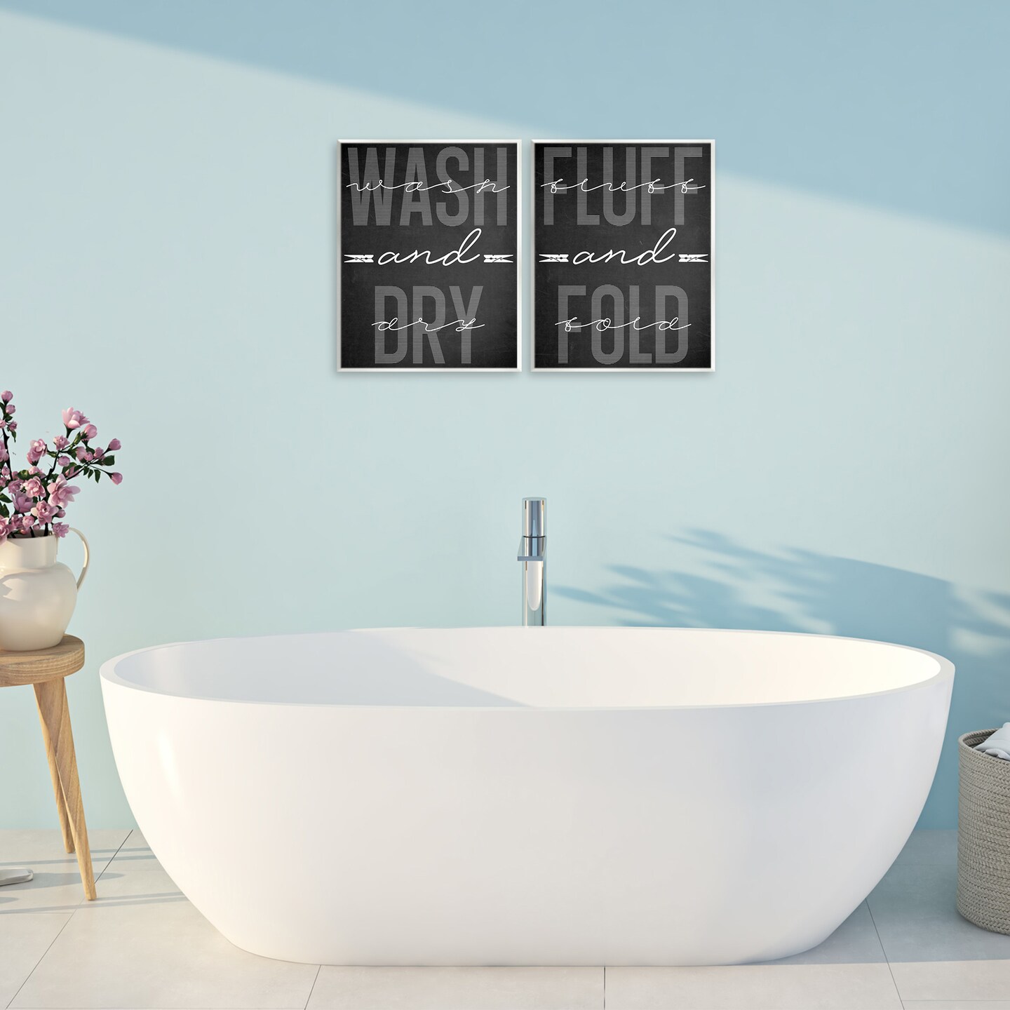 Stupell Industries Laundry Words in Black 2pc Wall Plaque Set, design by Marcus Prime