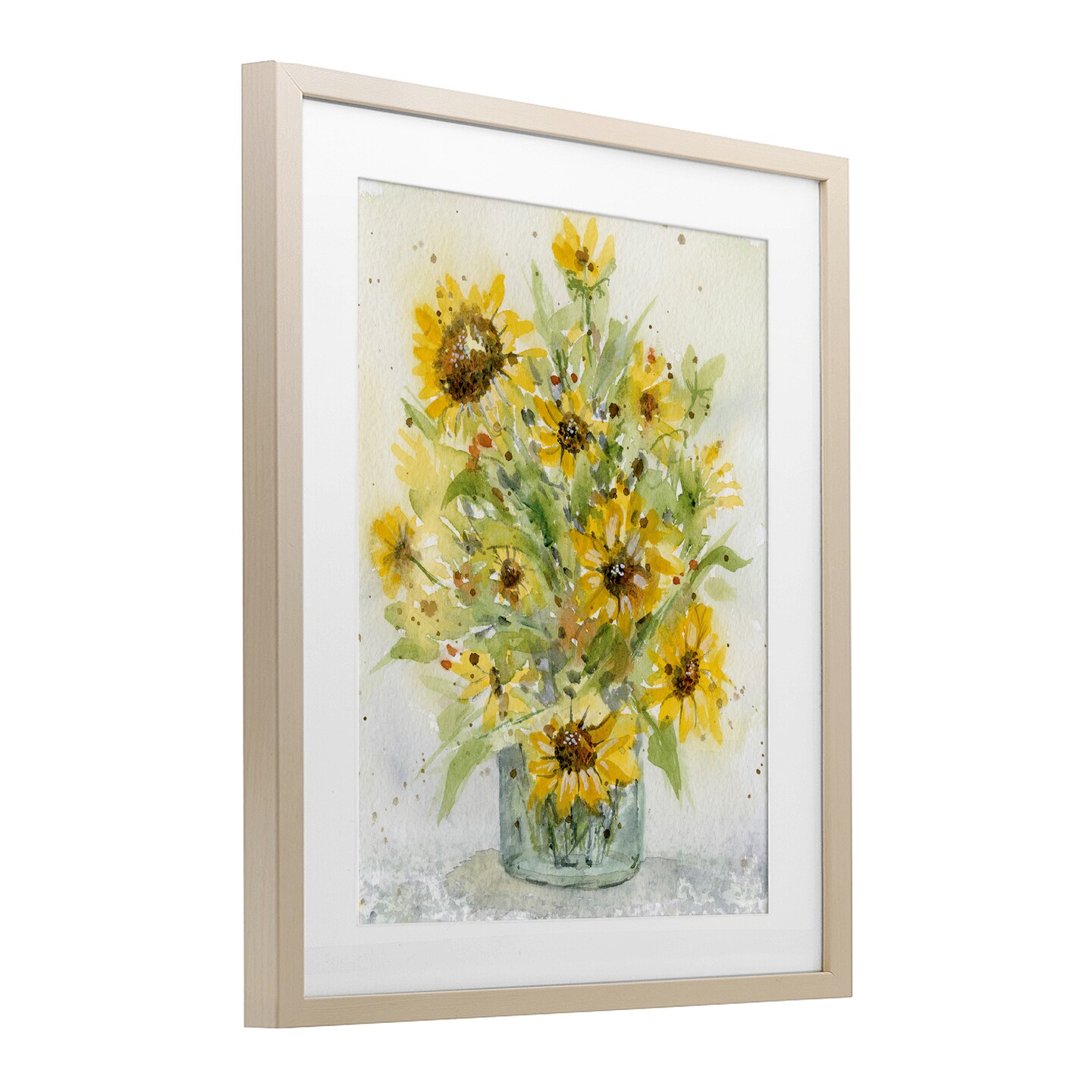 Stupell Industries Speckled Sun Flowers Vase Framed Print Under Glass, design by Patti Bishop