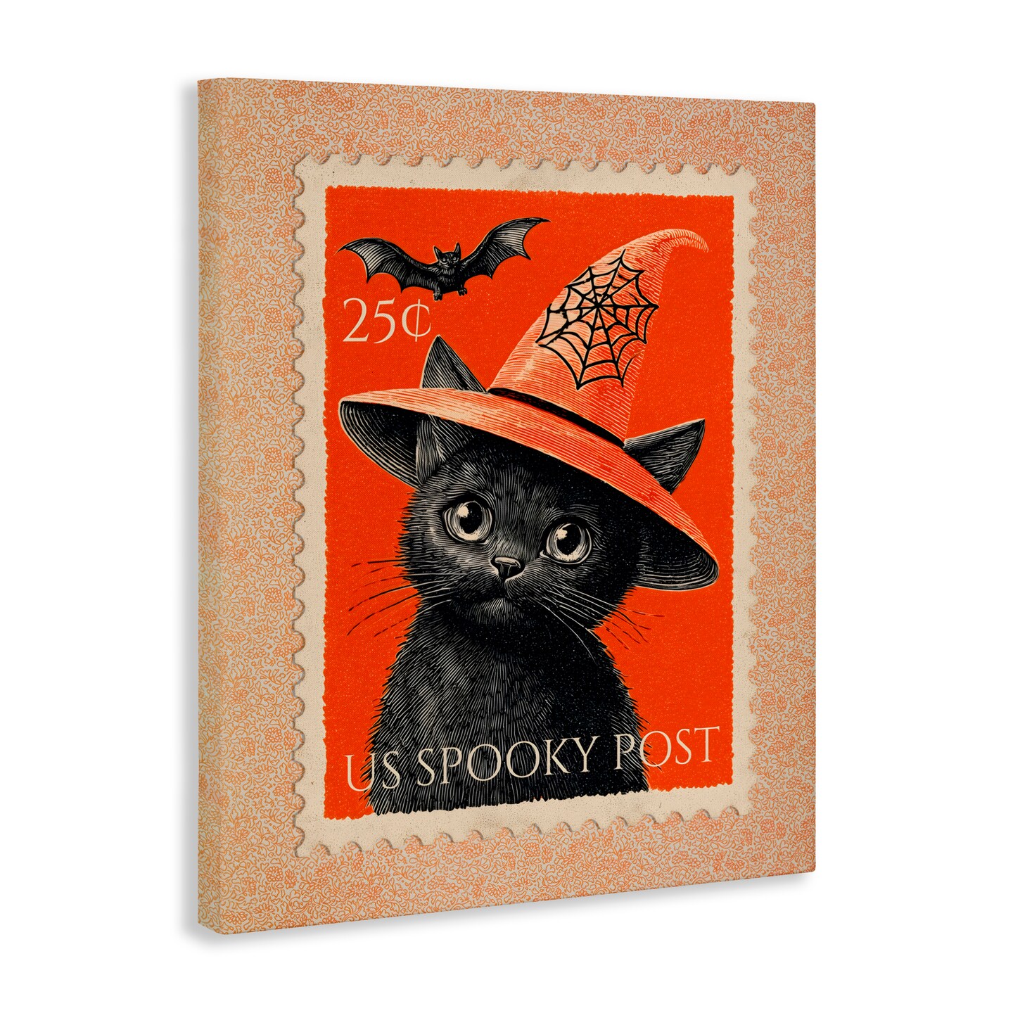 Stupell Industries Vintage Black Cat Stamp Canvas, design by Arlington Prints