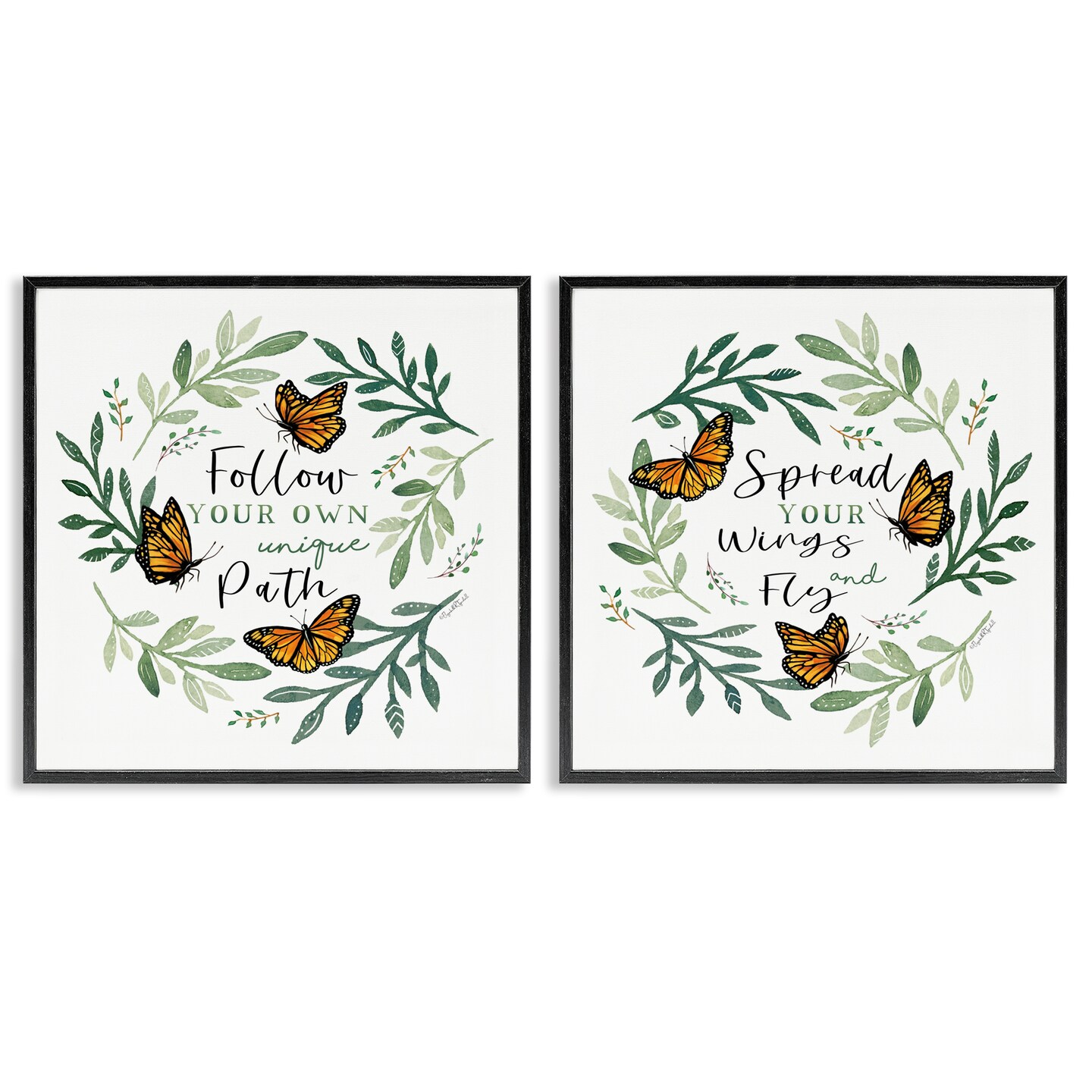 Stupell Industries Spread Your Wings and Follow Path 2pc Framed Giclee Set, design by Elizabeth Tyndall