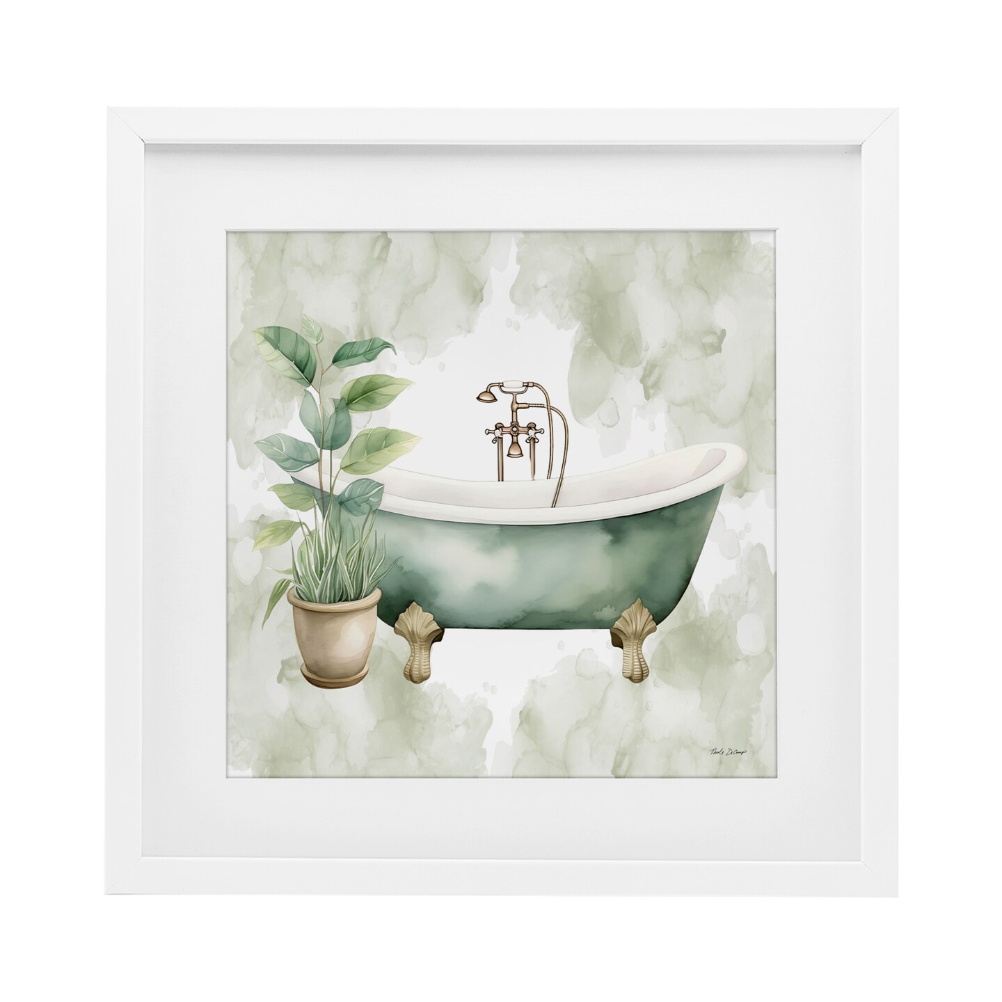 Stupell Industries Bath Oasis with Plant Framed Print Under Glass, design by Nicole DeCamp