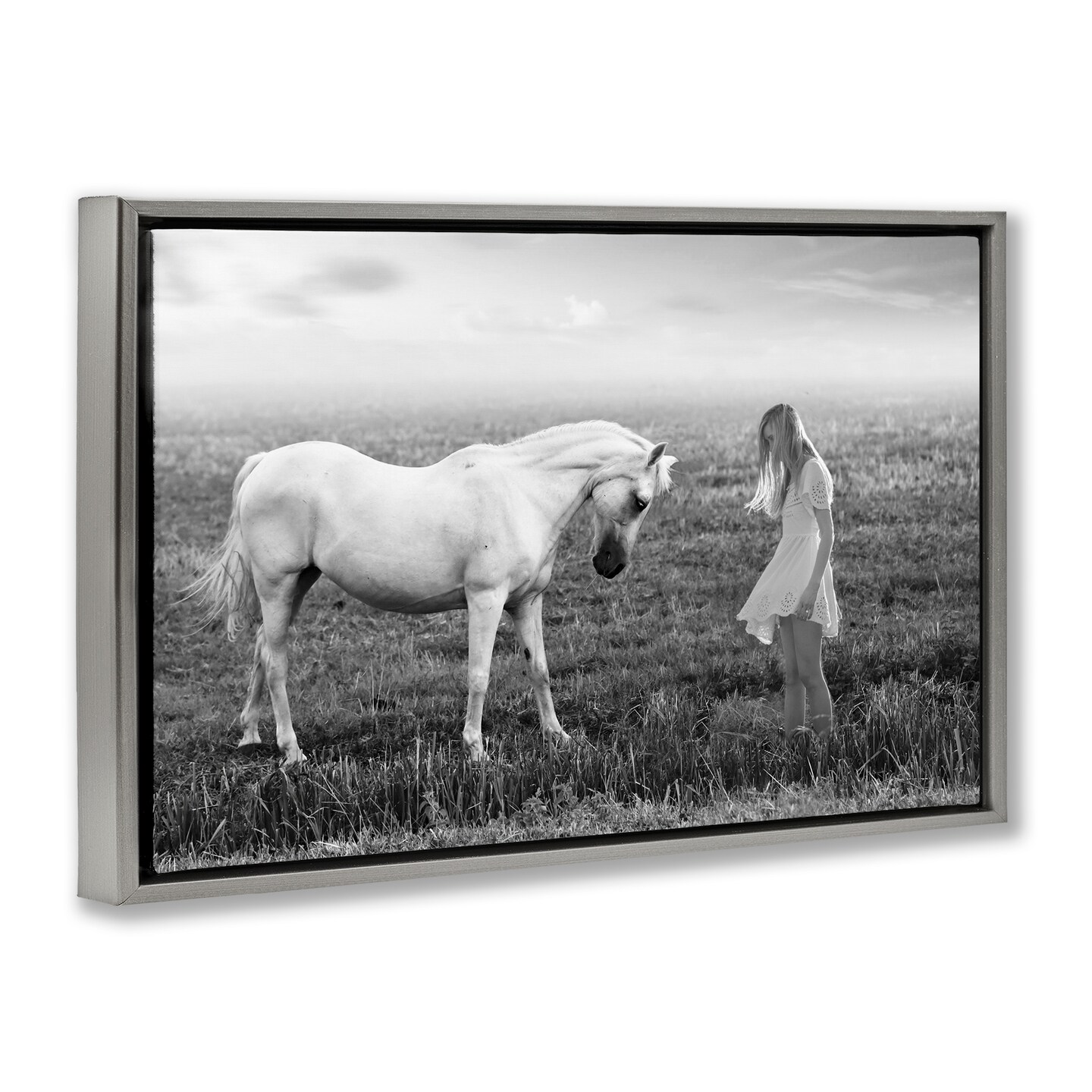 Stupell Industries Her White Horse Floating Frame, design by Ata Alishahi