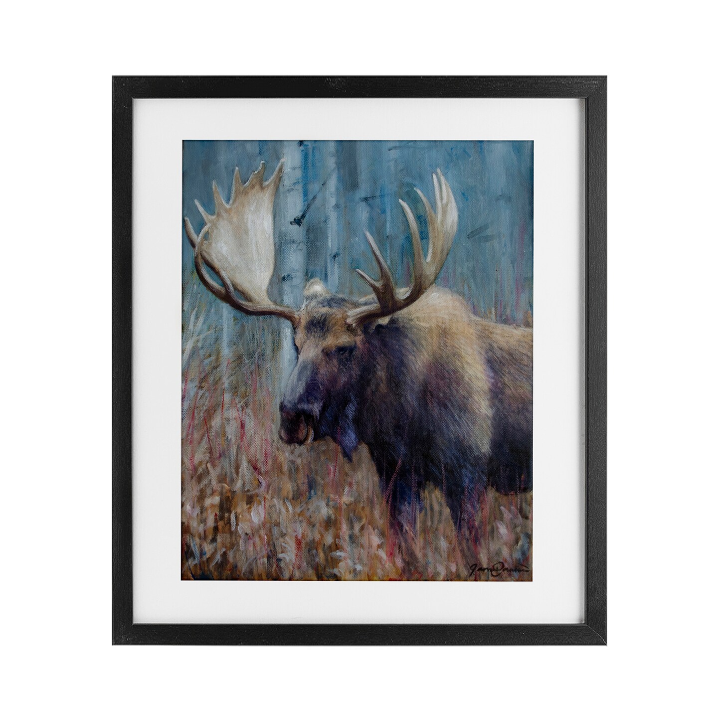 Stupell Industries Expressive Moose in Forest Framed Print Under Glass, design by James Corwin