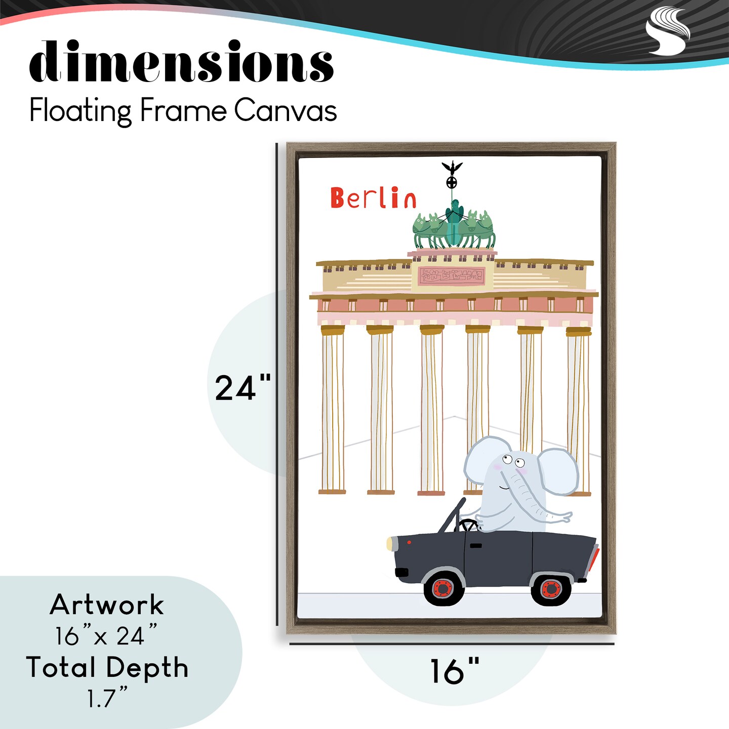 Stupell Industries Elephant & Berlin Architecture Floating Frame, design by Carla Daly