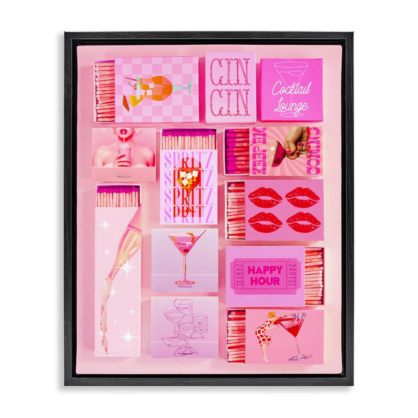 Stupell Industries Feminine Glam Matches Floating Frame, design by Lil' Rue