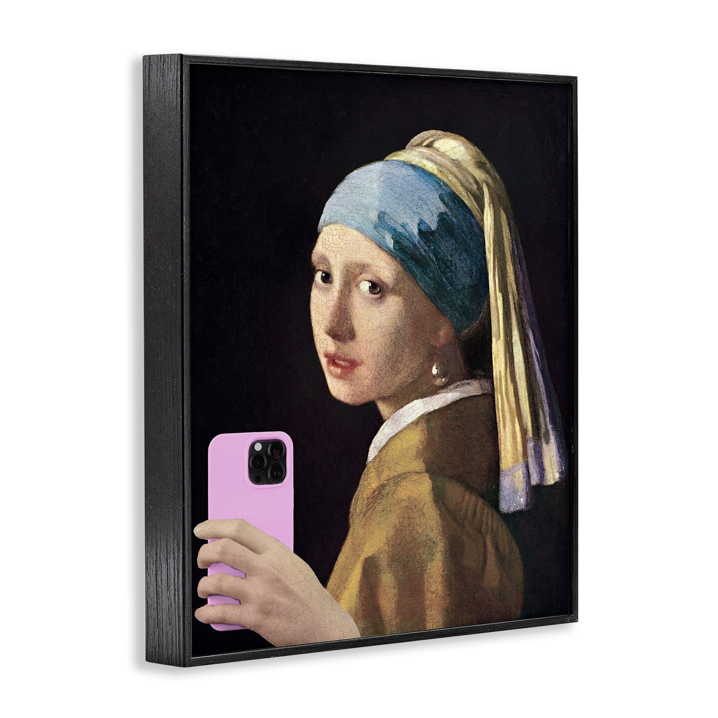 Stupell Industries Girl With Pink Phone Funny Framed Giclee, design by Masters Redux