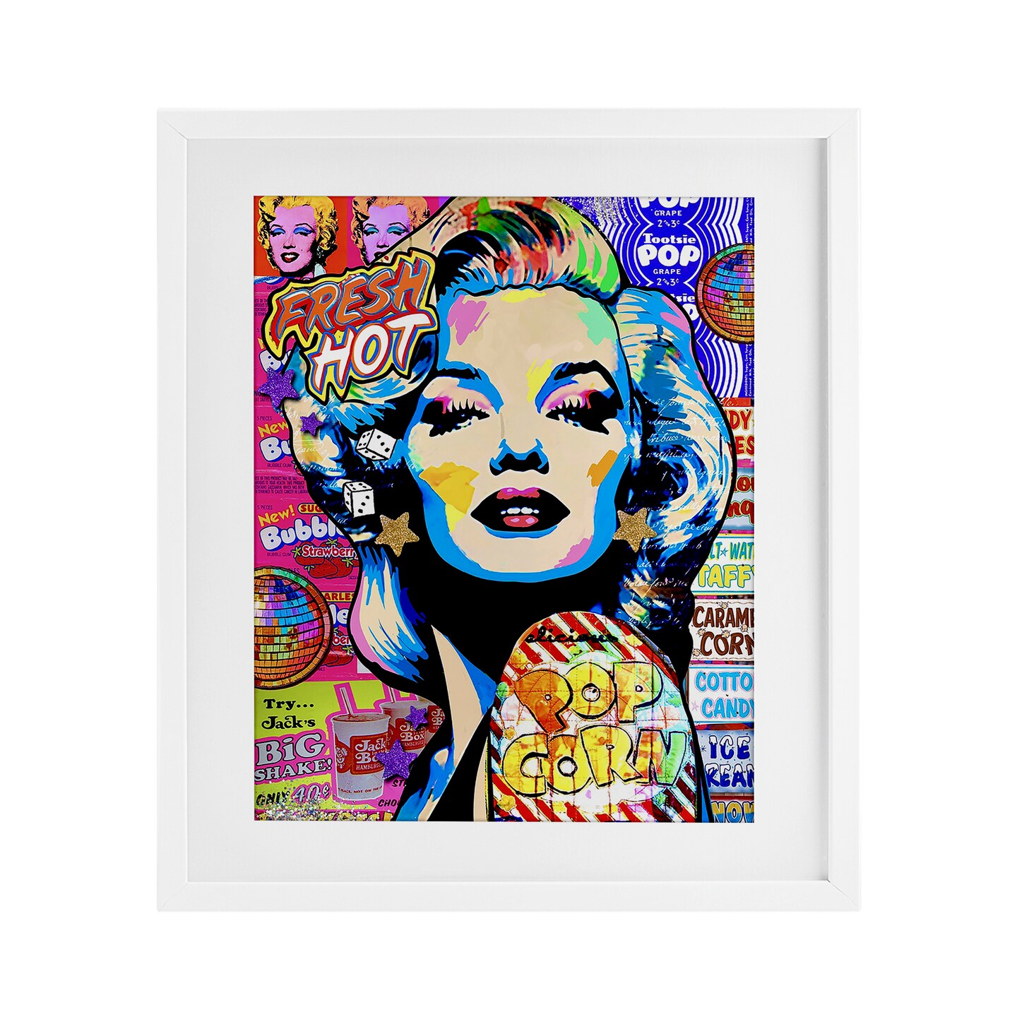 Stupell Industries Marilyn Candy Pop Style Framed Print Under Glass, design by Jess Stempel