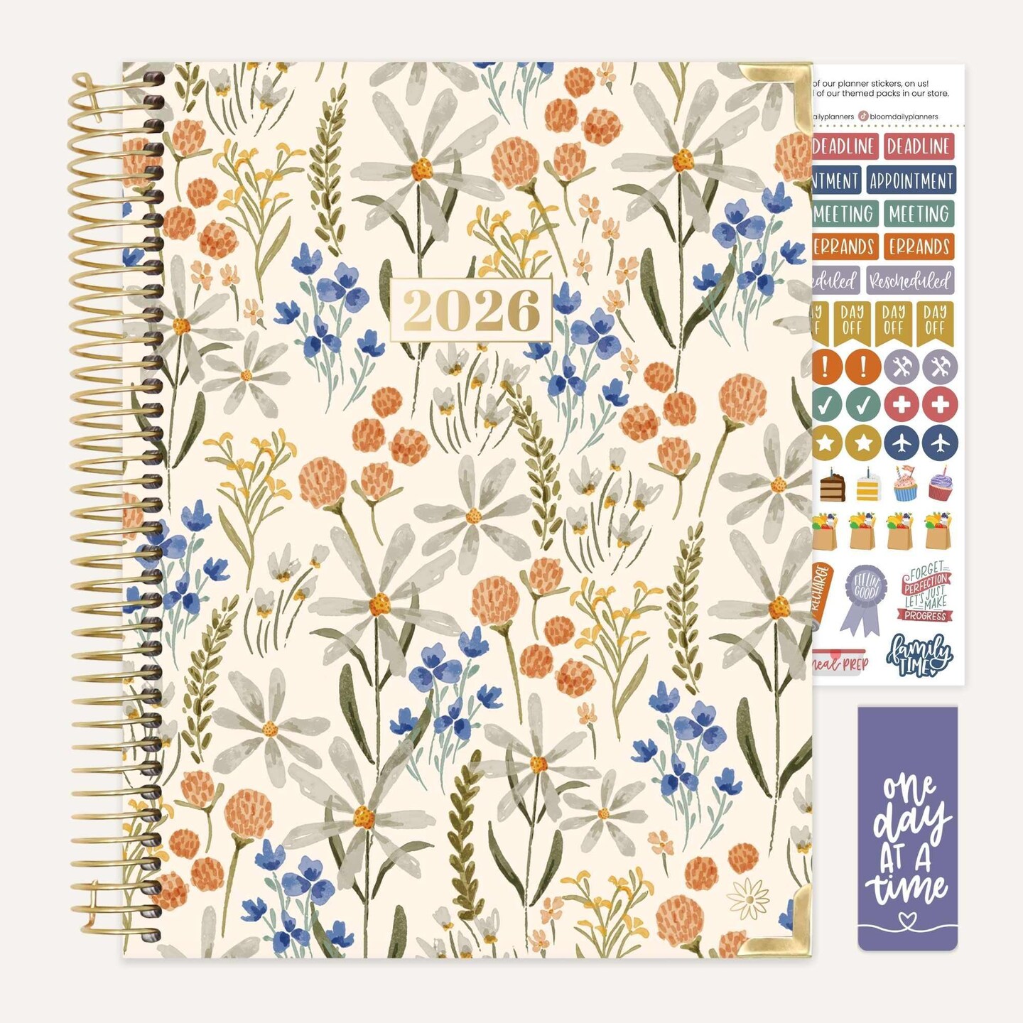 bloom daily planners 2026 Hard Cover Weekly & Monthly Planner, 8.5" x 11", Whimsical Wildflowers