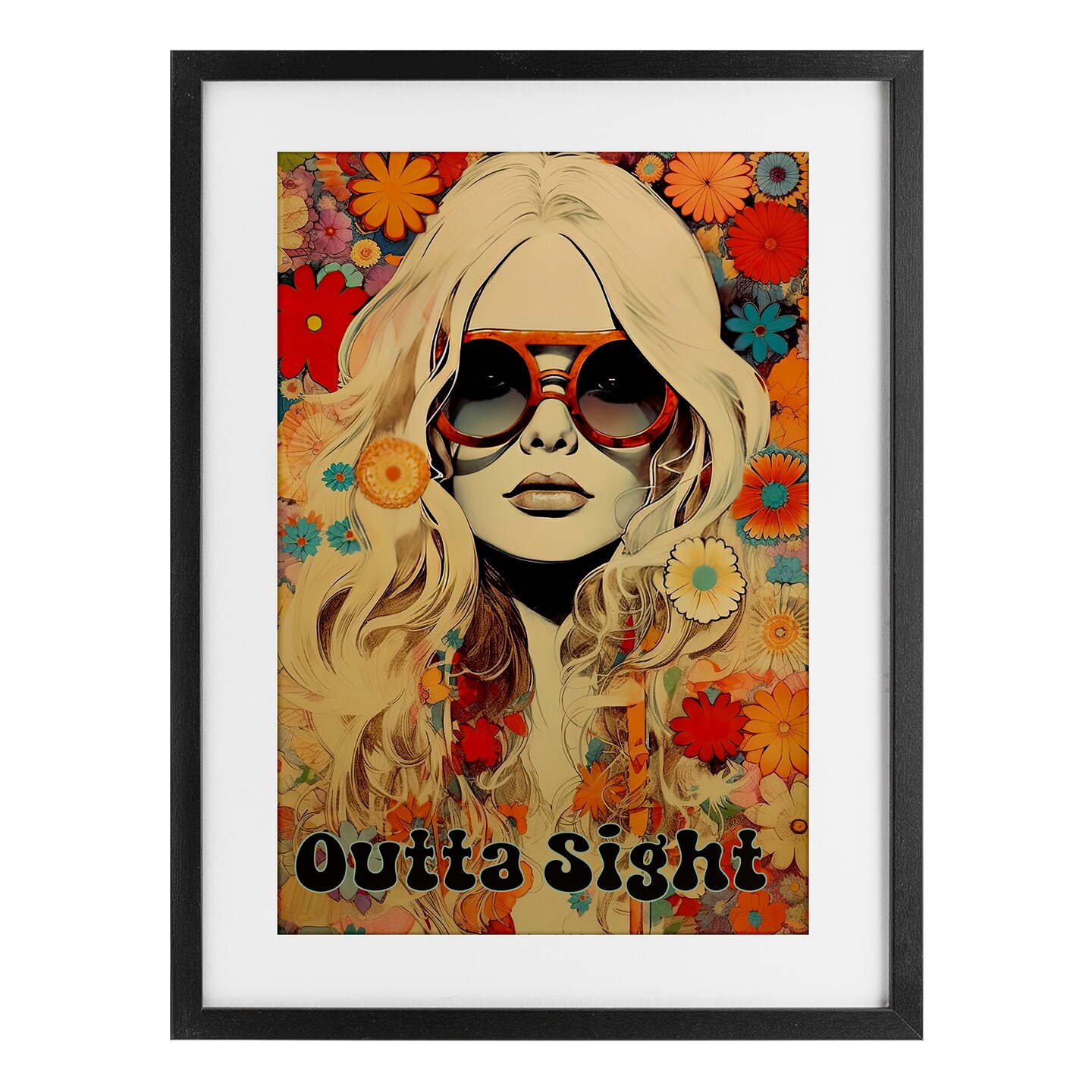 Stupell Industries Outta Sight Hippie Girl Framed Print Under Glass, design by Sasha