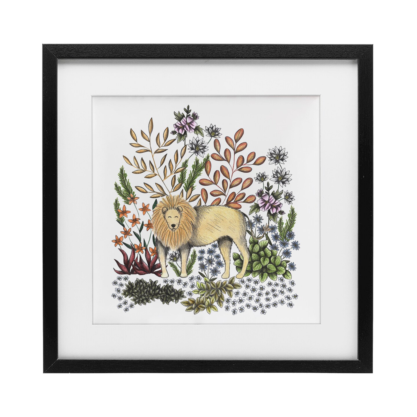 Stupell Industries Jungle Wildlife Lion Framed Print Under Glass, design by Cecilia Battaini