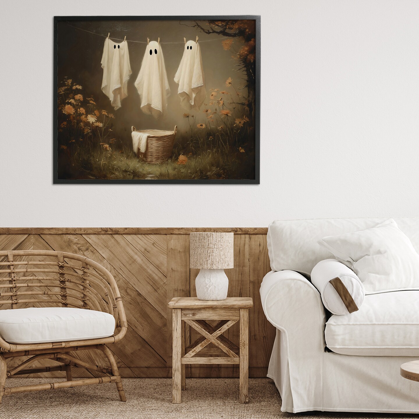 Stupell Industries Three Laundry Ghosts Hanging Framed Giclee, design by Arlington Prints
