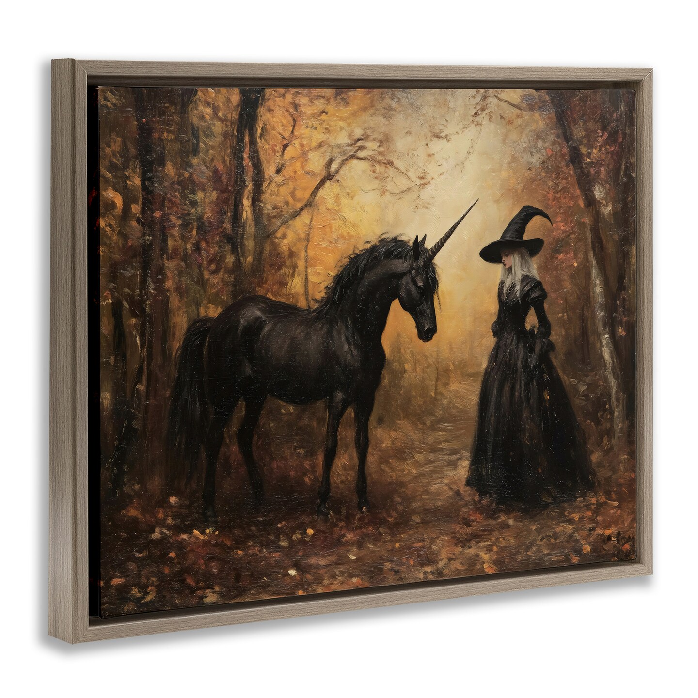 Stupell Industries Witch & Black Unicorn Floating Frame, design by Arlington Prints