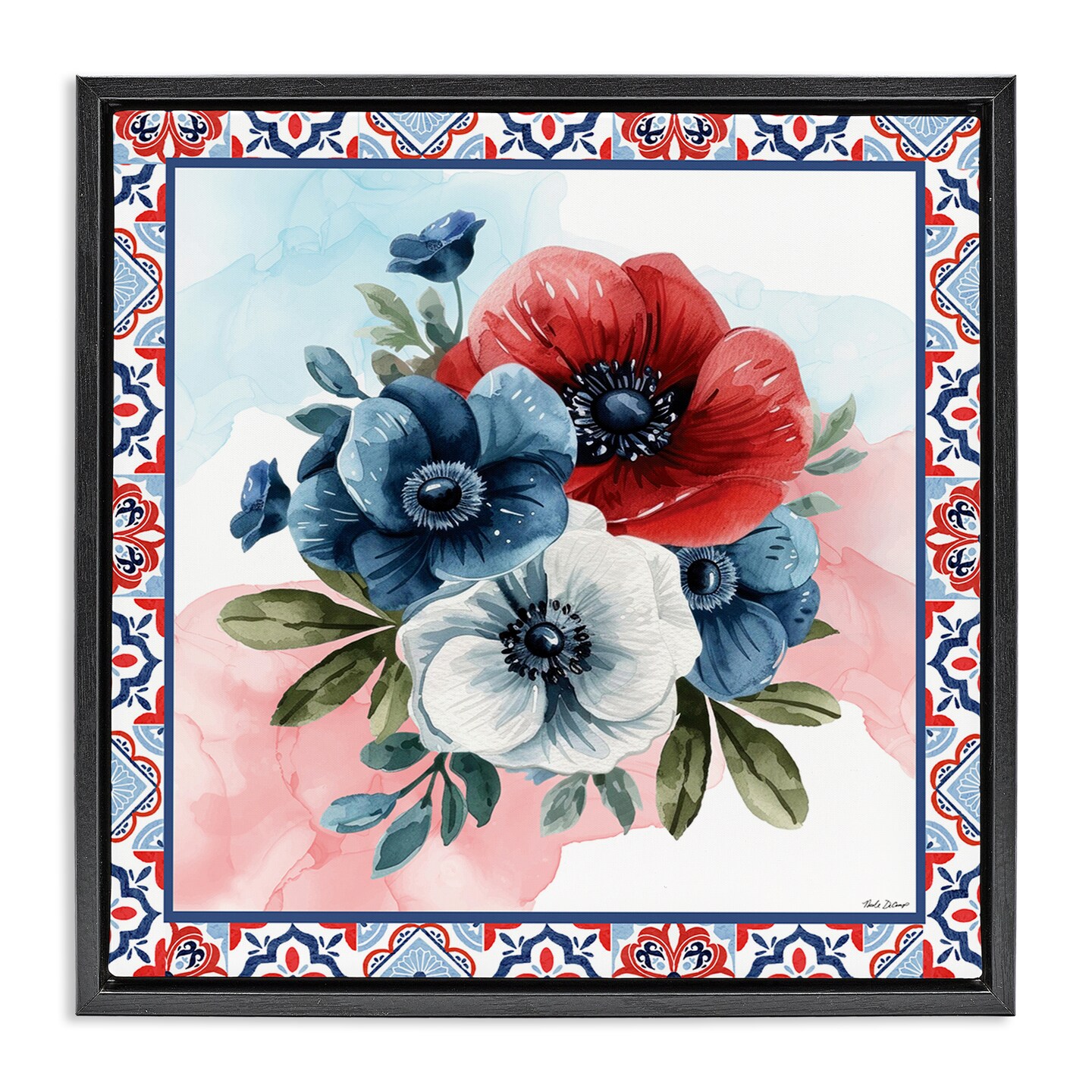 Stupell Industries Patriotic Poppies Bundle Floating Frame, design by Nicole DeCamp