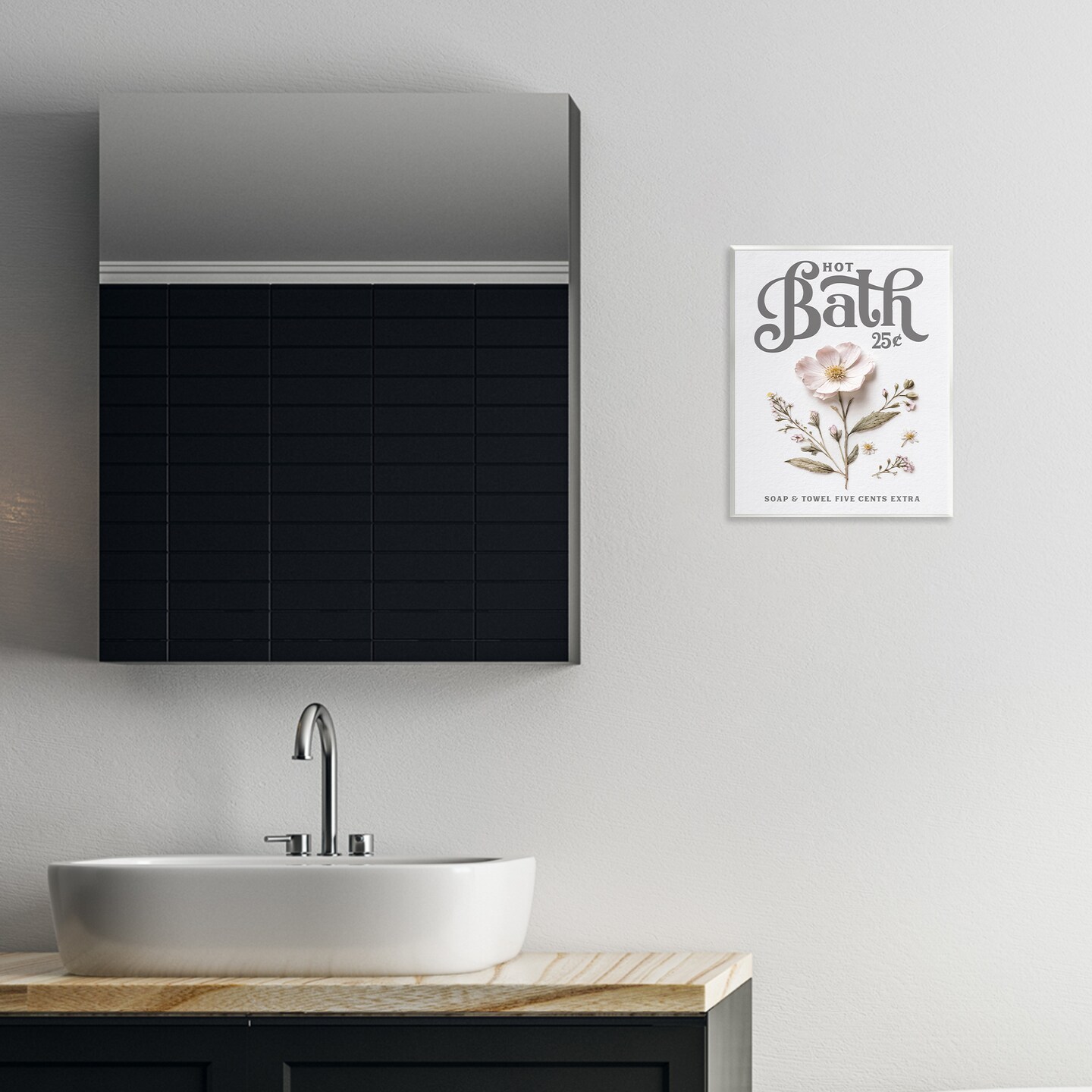 Stupell Industries Pressed Flower Vintage Bath Wall Plaque, design by Lettered and Lined