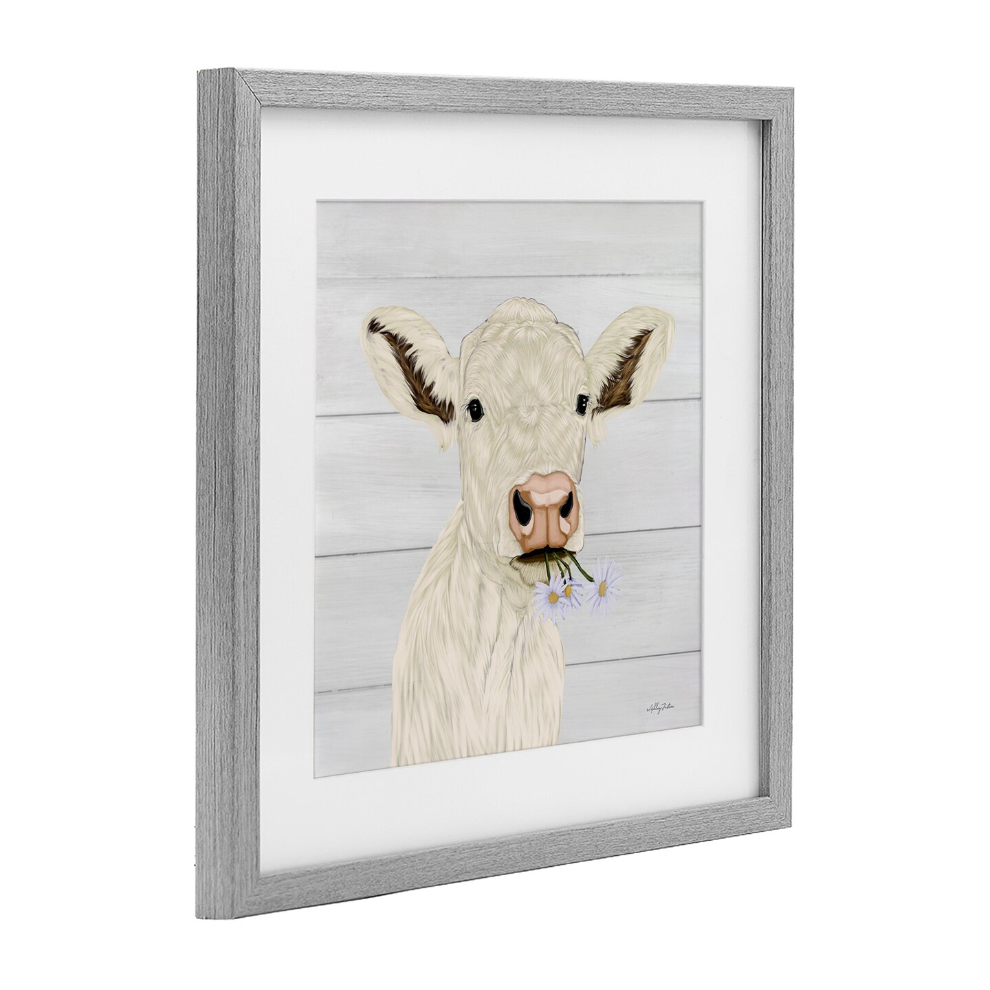 Stupell Industries Opal Baby Cow Portrait Framed Print Under Glass, design by Ashley Justice