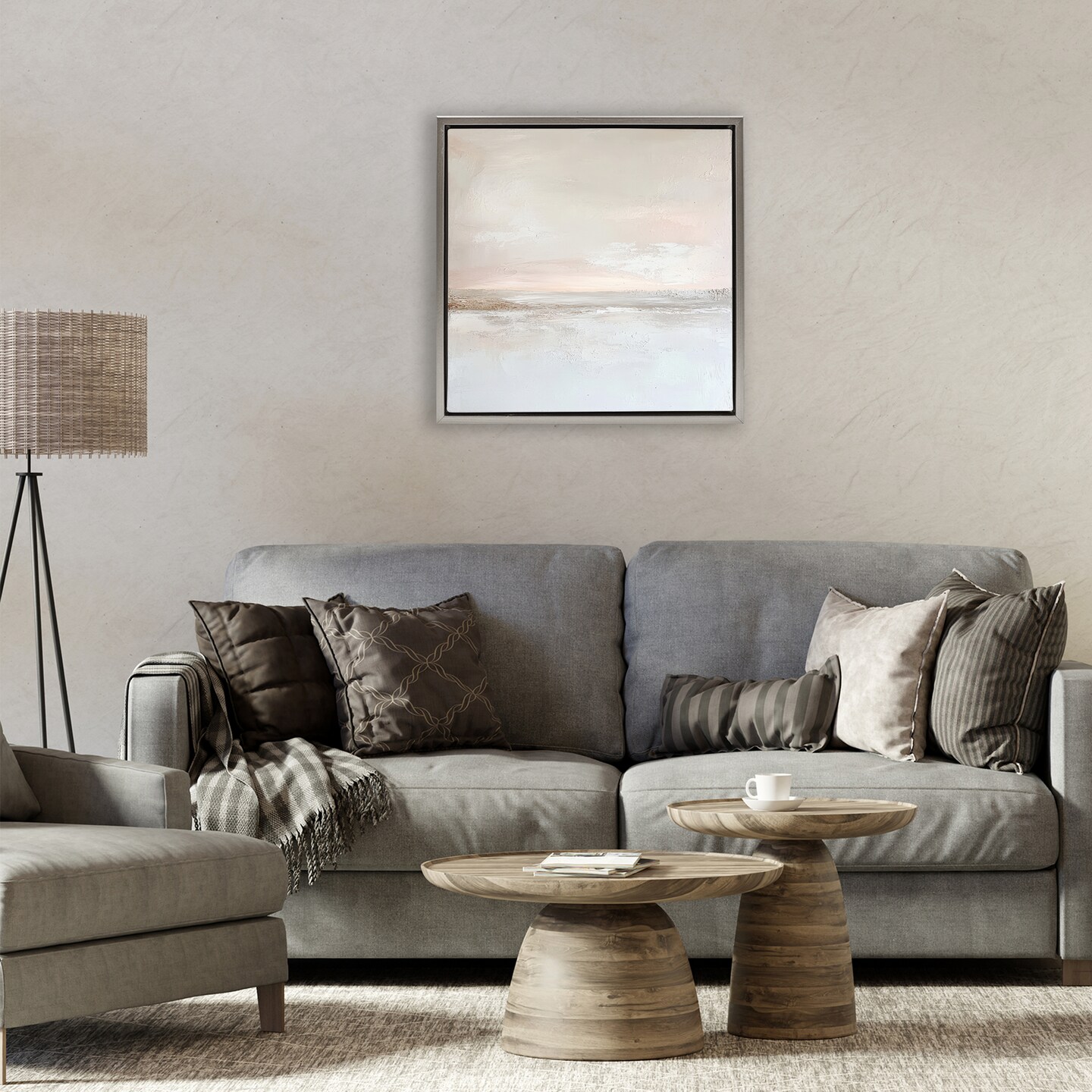 Stupell Industries Muted Landscape Abstract Horizon Floating Frame, design by Petal Prints Design