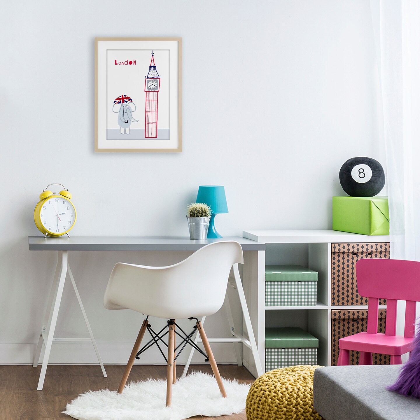 Stupell Industries Elephant & Big Ben London Framed Print Under Glass, design by Carla Daly