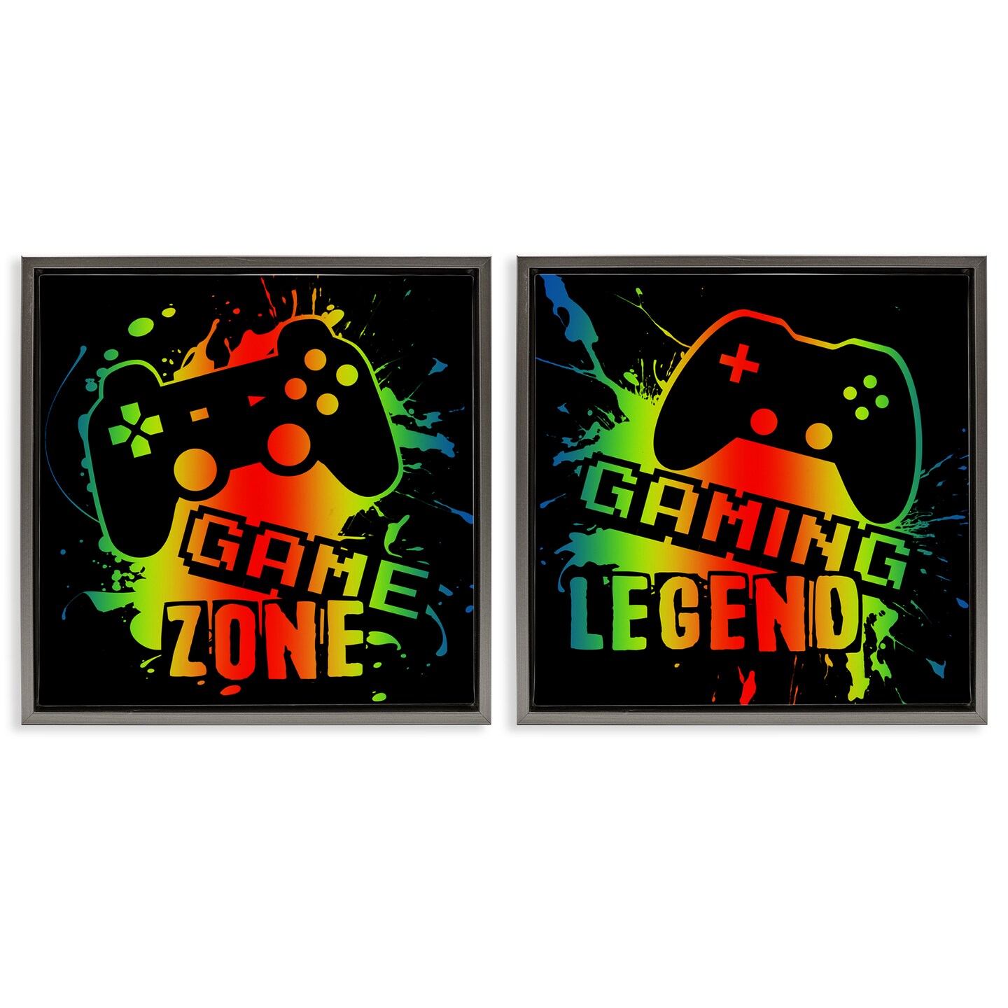 Stupell Industries Gradient Gaming Phrases 2pc Floating Frame Set, design by Marcus Prime
