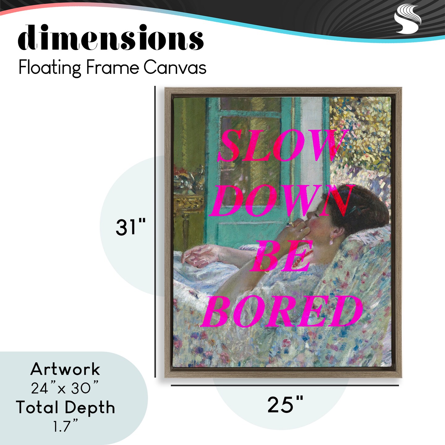 Stupell Industries Slow Down Be Bored Classic Floating Frame, design by Lil' Rue