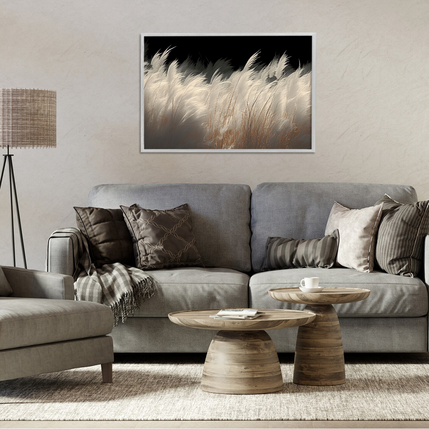 Stupell Industries White Feathers Windblown Grasses Framed Giclee, design by Decent Exposures
