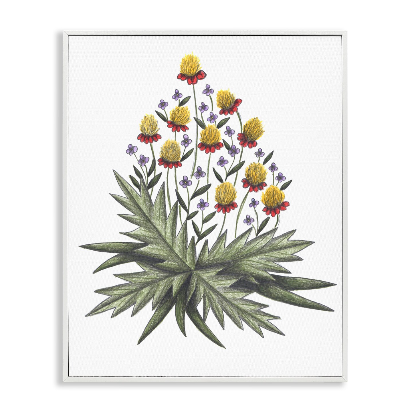 Stupell Industries Yellow Leafy Wild Flowers Framed Giclee, design by Cecilia Battaini