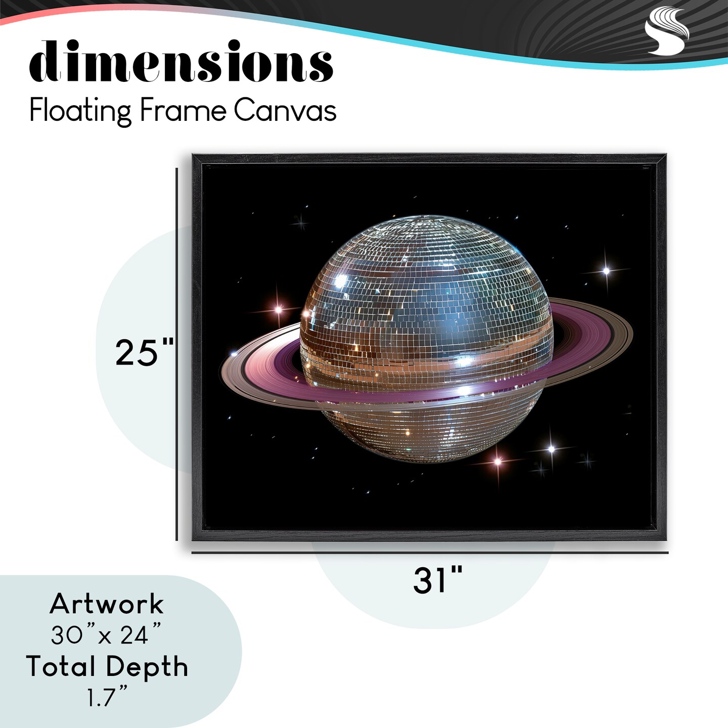 Stupell Industries Purple Disco Ball Planet Floating Frame, design by Decent Exposures