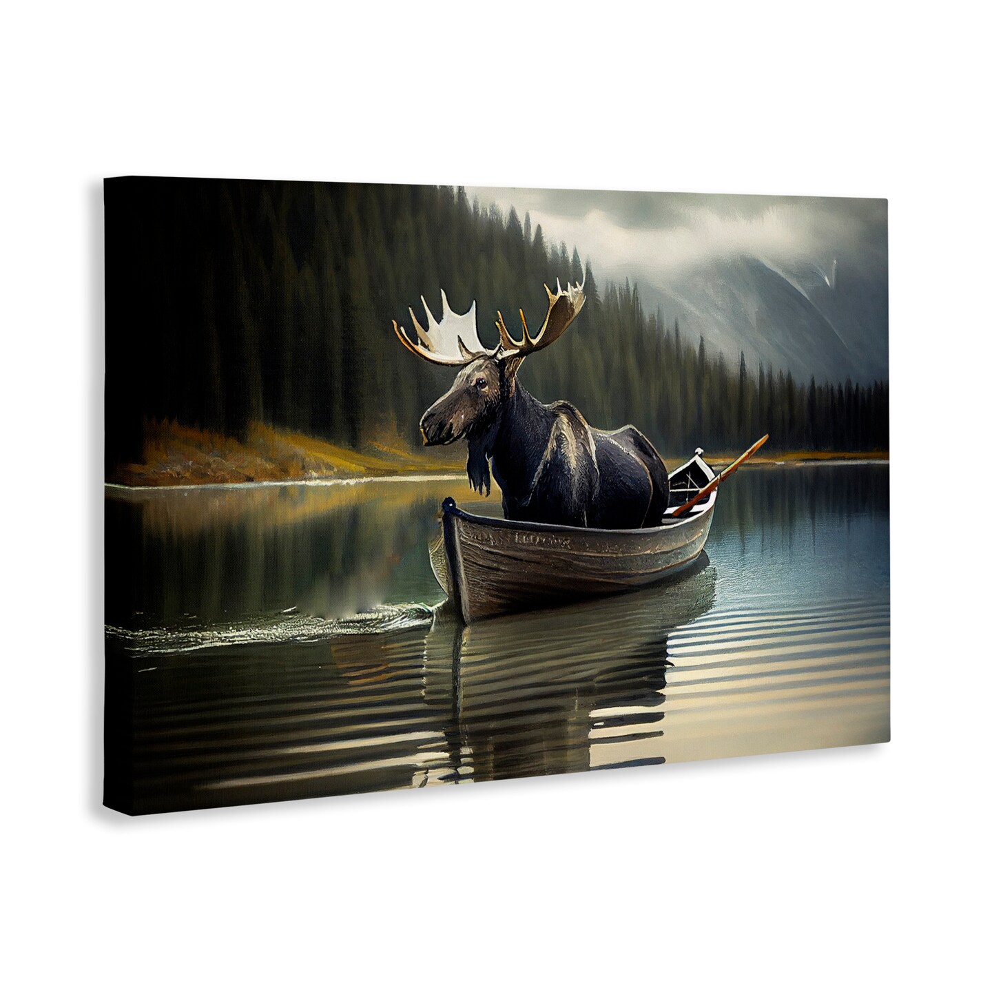 Stupell Industries Moose in Canoe Tranquility Canvas, design by Sasha