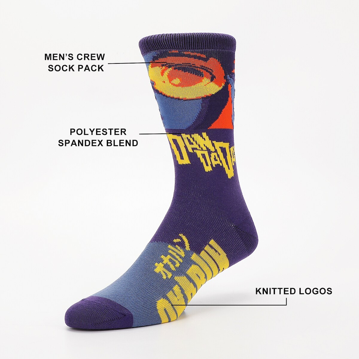 Dandadan Characters Knitted Logos Men's 5-Pack Casual Crew Socks