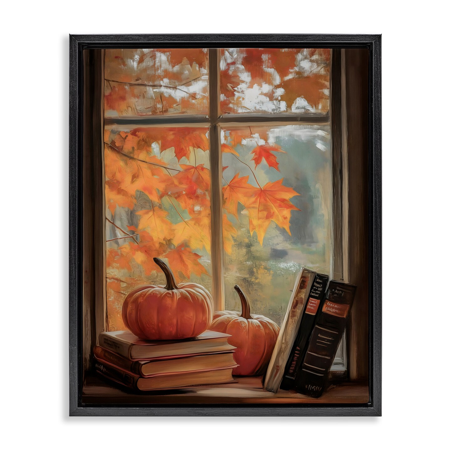 Stupell Industries Cozy Fall Window Books Floating Frame, design by Arlington Prints