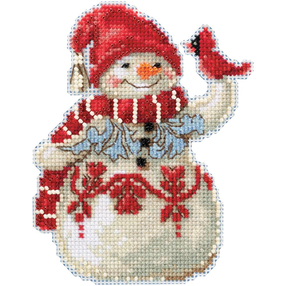 DIY Mill Hill Snowman Cardinal Jim Shore Winter Bead Cross Stitch Ornament Kit