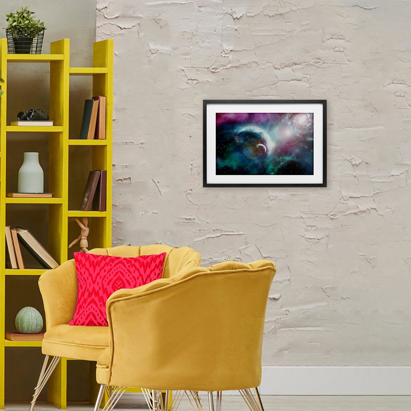 Stupell Industries Eclipsing Cosmos Planets Framed Print Under Glass, design by Ali Chris