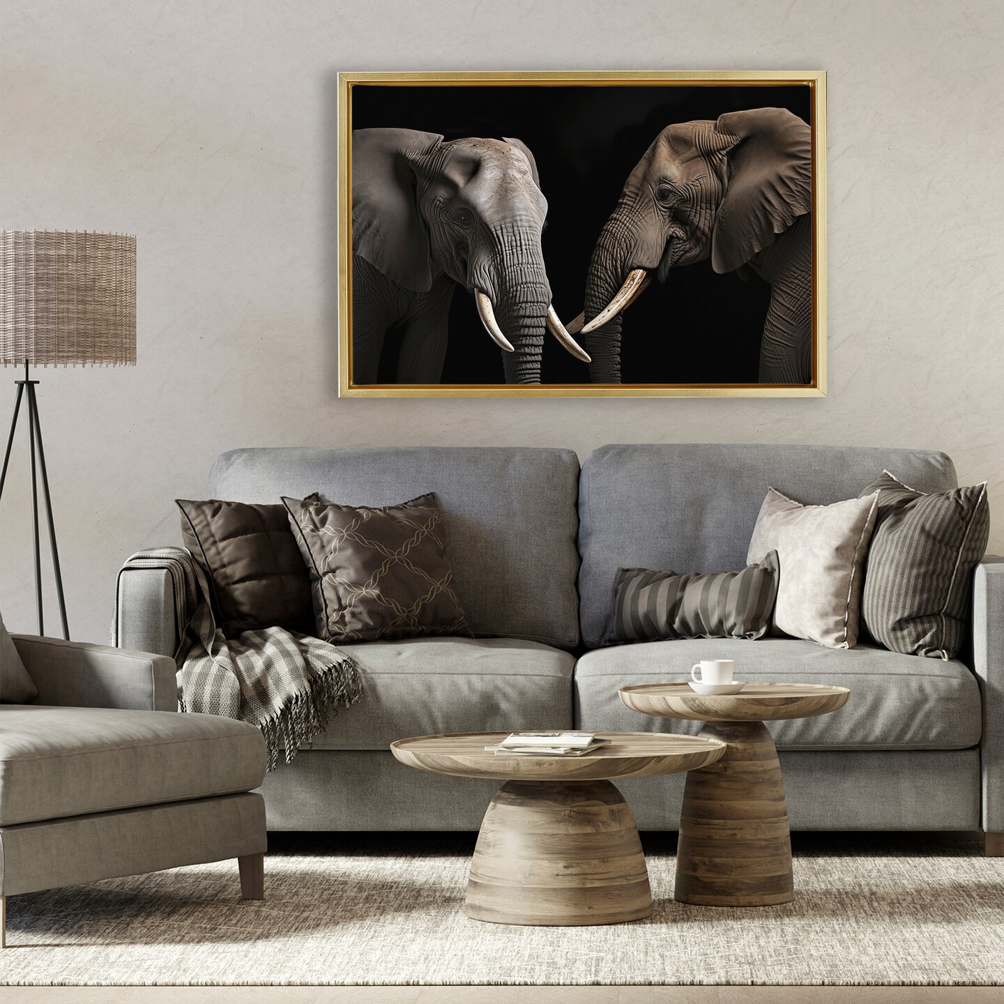 Stupell Industries Pachyderm Elephant Pair Floating Frame, design by Decent Exposures
