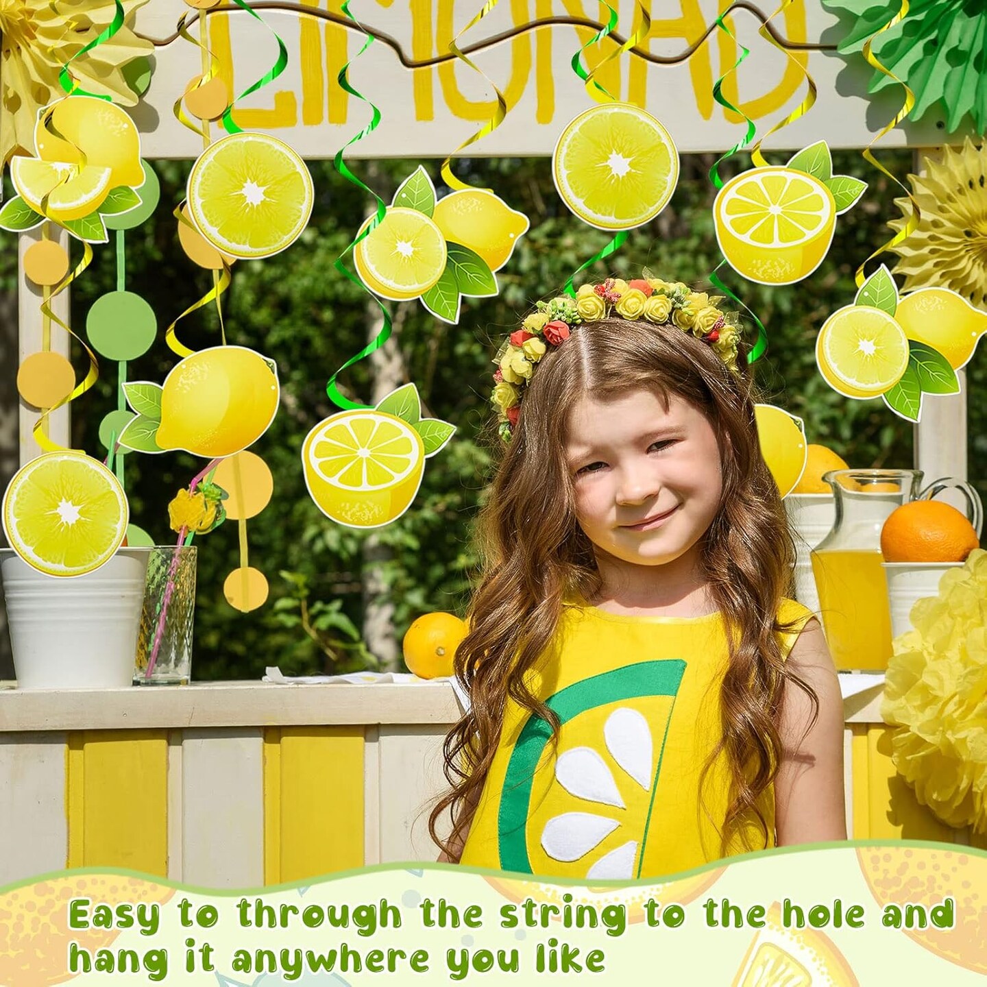 40-Piece Lemon Hanging Swirl Decorations | Citrus Lemonade Foil Ceiling Danglers for Summer Fruit Theme Birthday, Baby Shower & Kids Party Supplies