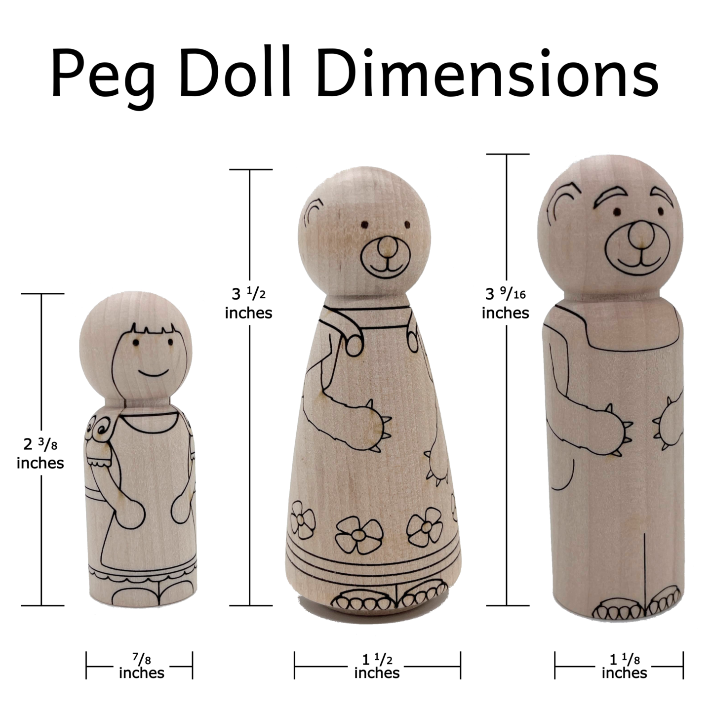 Goldilocks and the Three Bears Peg Doll Set by Pegsies™