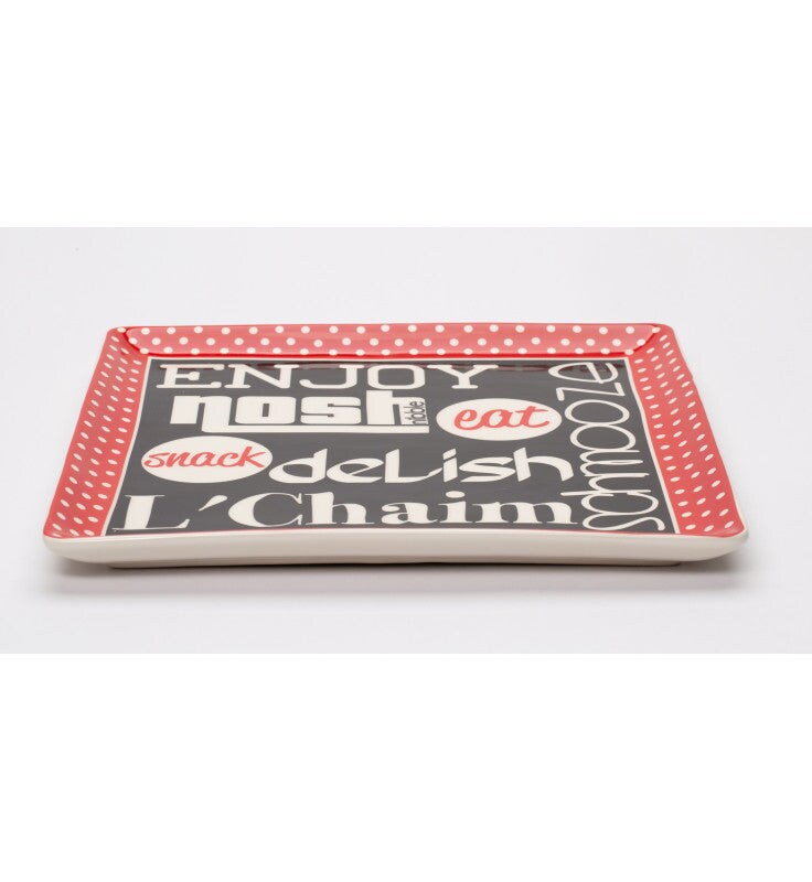 Ceramic L&#x27;Chaim Nosh Plate, Home Decor, Jewish Decor, Kitchen Decor, Gift for Her, Gift for Mom