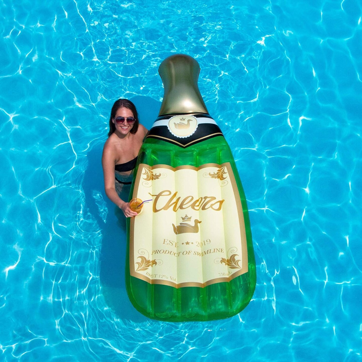 Swimline Inflatable Cheers Bubbly Champagne Pool Lounger - 86"