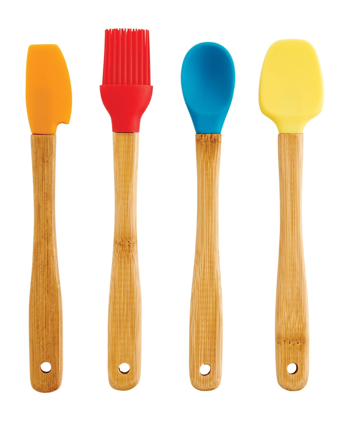 Mrs Anderson&#x27;s 4pc Bamboo &#x26; Silicone Mini Tool Set - Spatula Baster Spoon Scraper