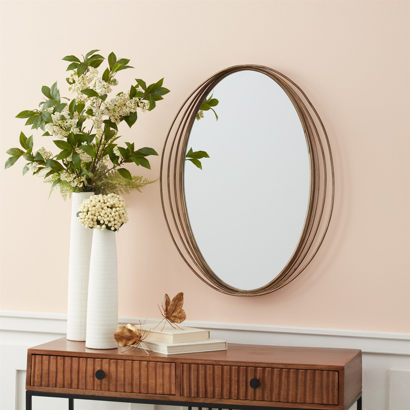 Melrose Oval Framed Wall Mirror - 30.5&#x22; - Brushed Copper