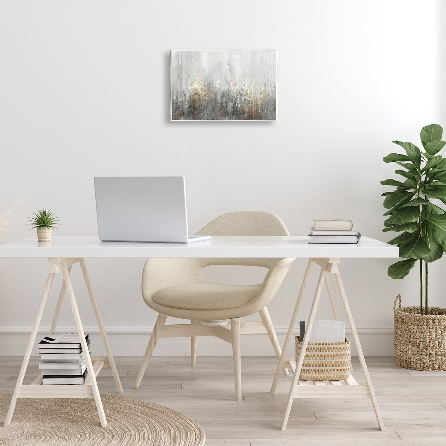 Stupell Industries Grey Silver Abstract Drip Wall Plaque Art Design by LSR Design Studio