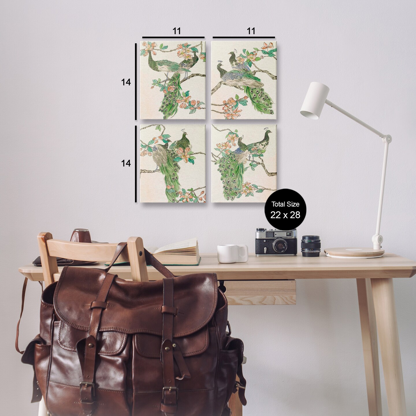 Stupell Industries Traditional Peacocks on Branches 4pc Canvas Wall Art Set Design by Melissa Wang