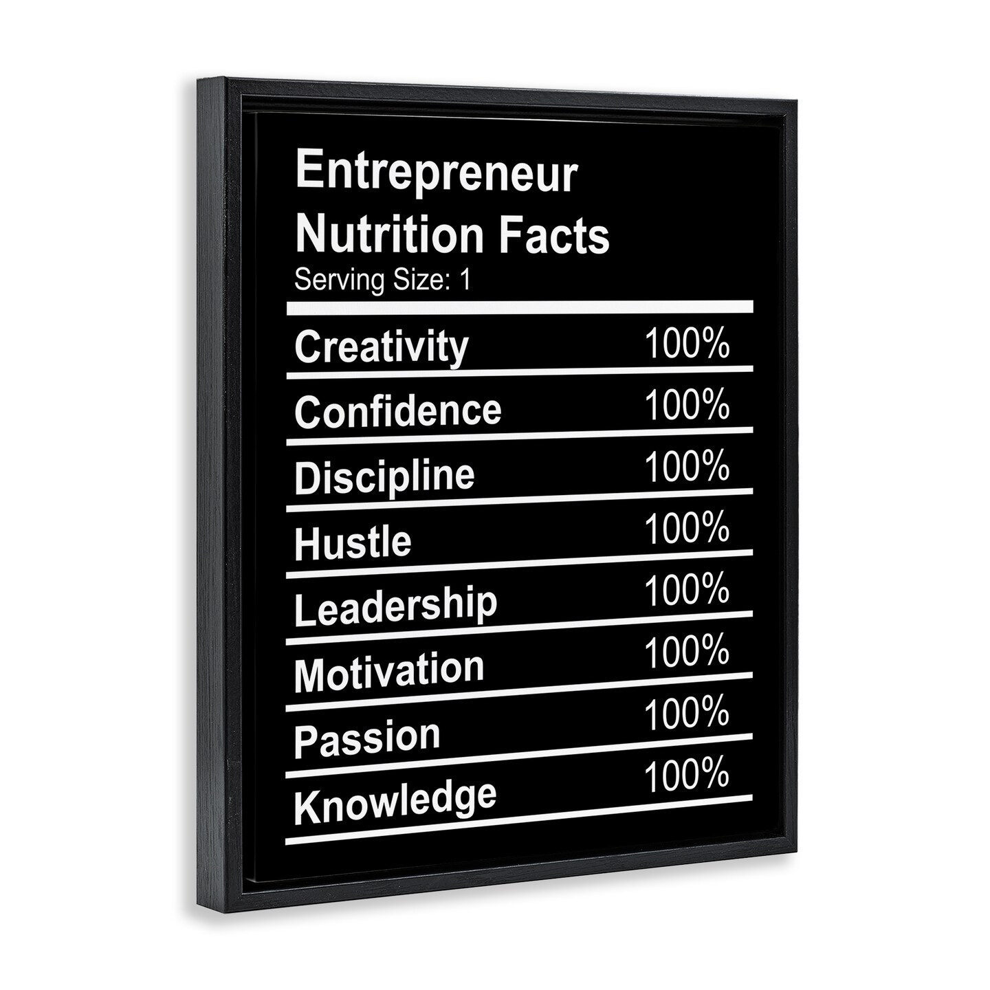 Stupell Industries Entrepreneur Nutrition Facts Floater Framed Canvas Wall Art Design by Daphne Polselli