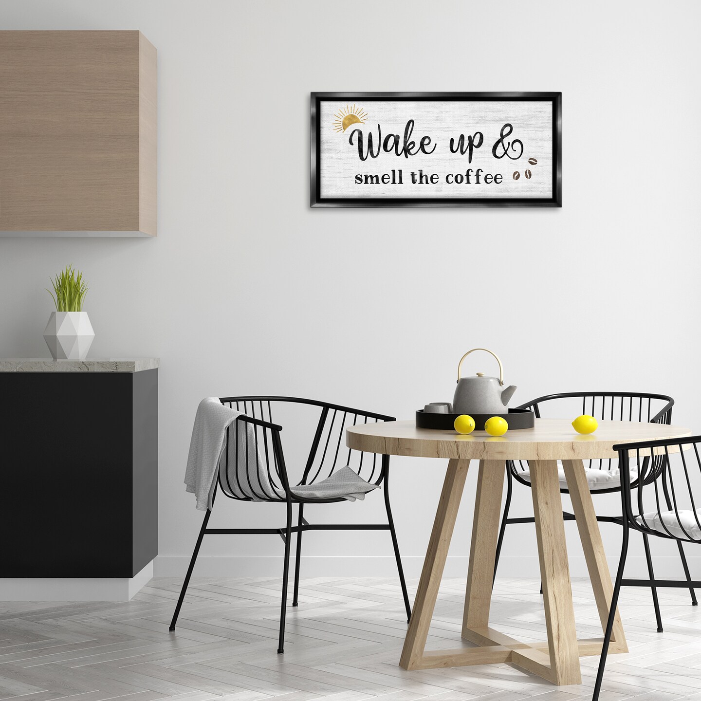Stupell Industries Wake up Smell Coffee Floater Framed Canvas Wall Art Design by Natalie Carpentieri