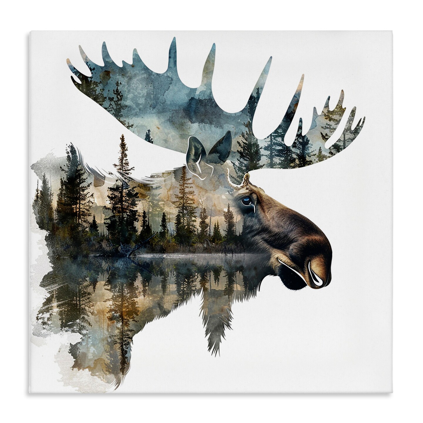Stupell Industries Moose Head Silhouette Canvas Wall Art Design by LSR Design Studio