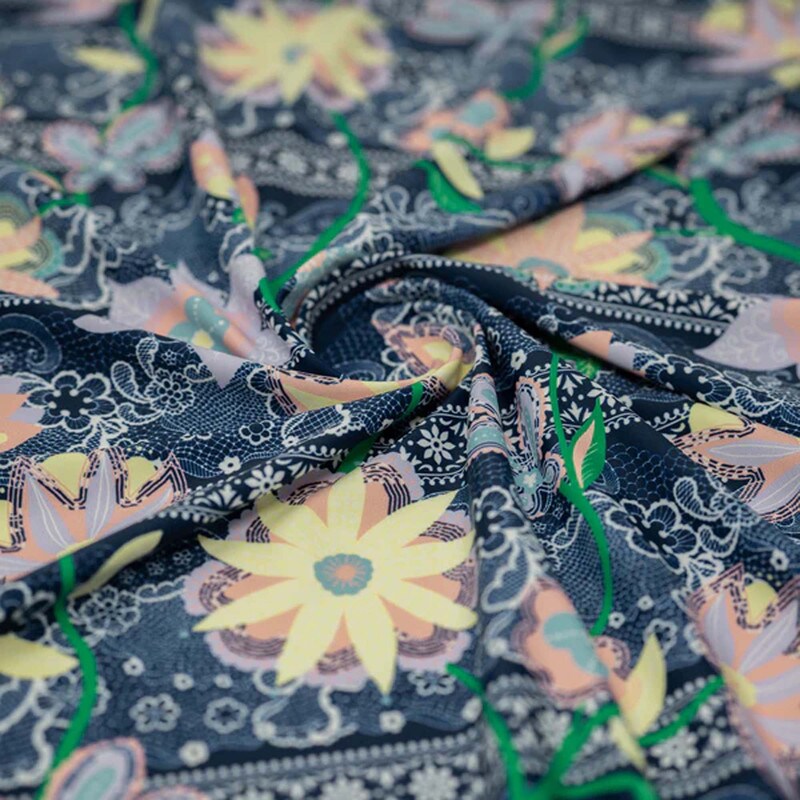 Chantilly Floral Lace Printed Spandex Fabric