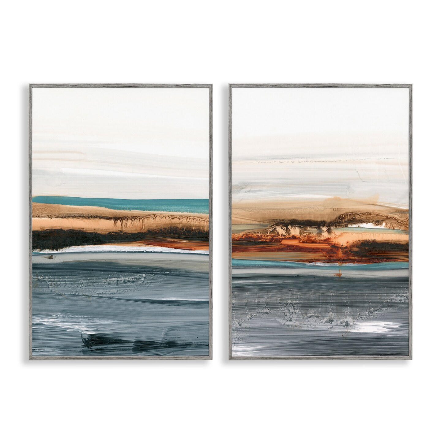 Stupell Industries Coastal Beach Impression 2pc Framed Giclee Wall Art Set Design by Ethan Harper