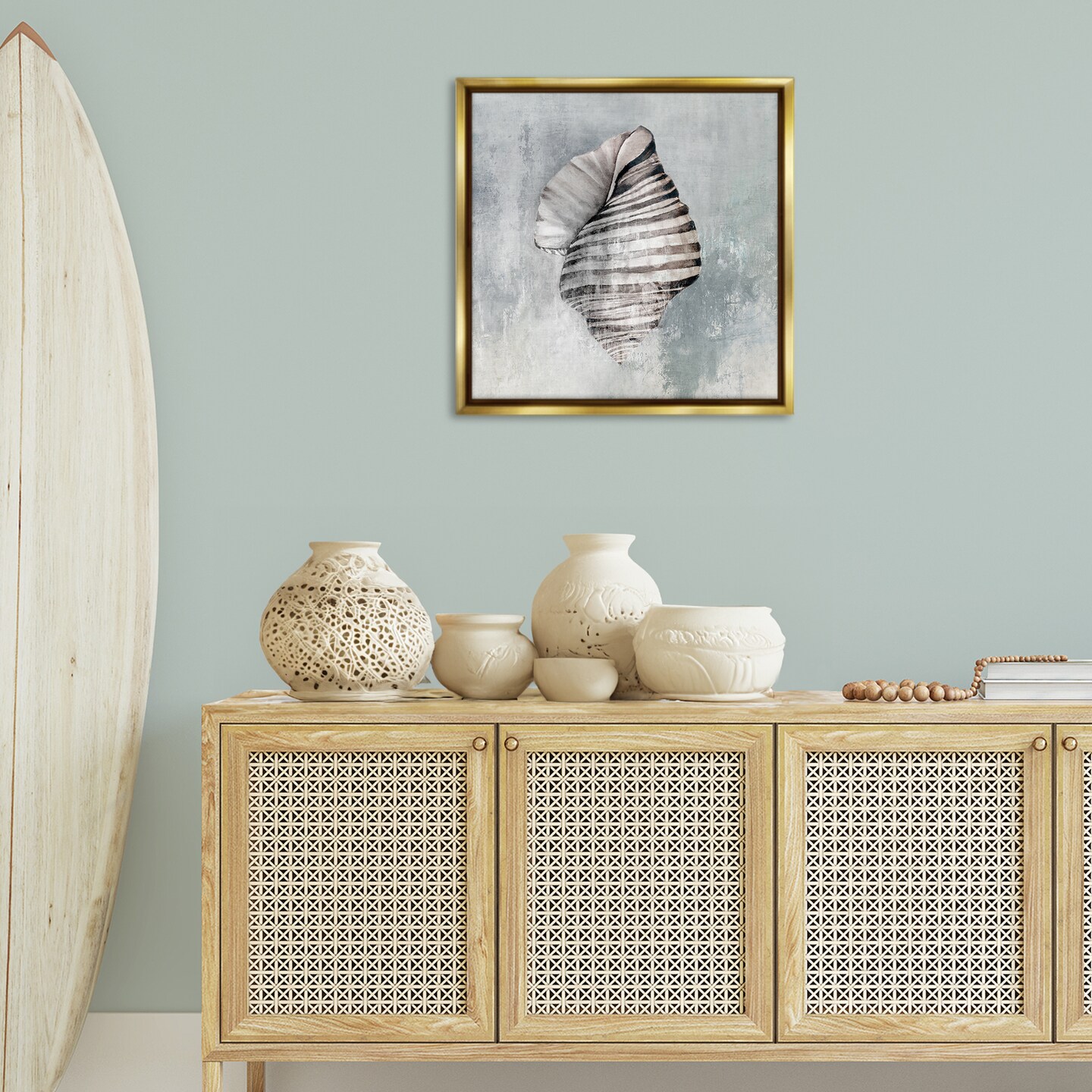 Stupell Industries Organic Twisted Seashell Floater Framed Canvas Wall Art Design by Eli Jones