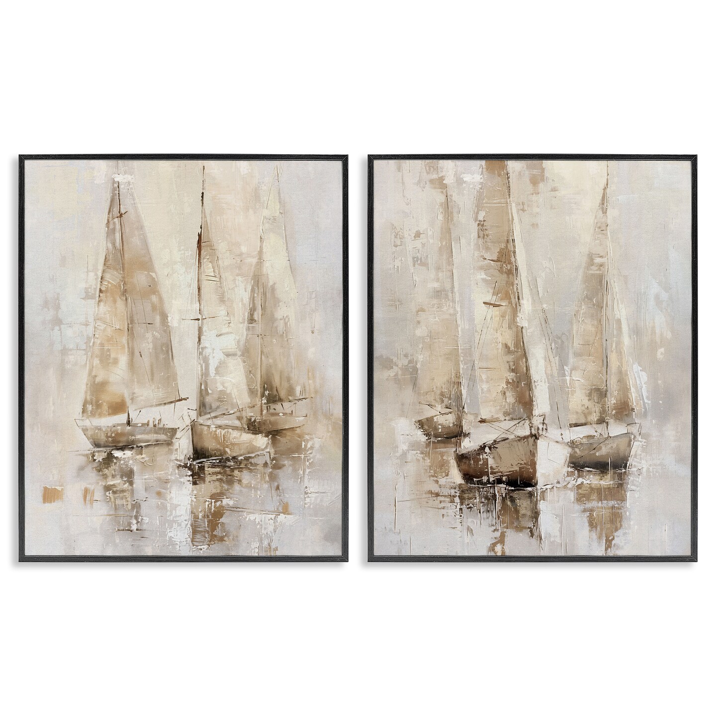Stupell Industries Neutral Toned Sailboats 2pc Framed Giclee Wall Art Set Design by Nina Blue