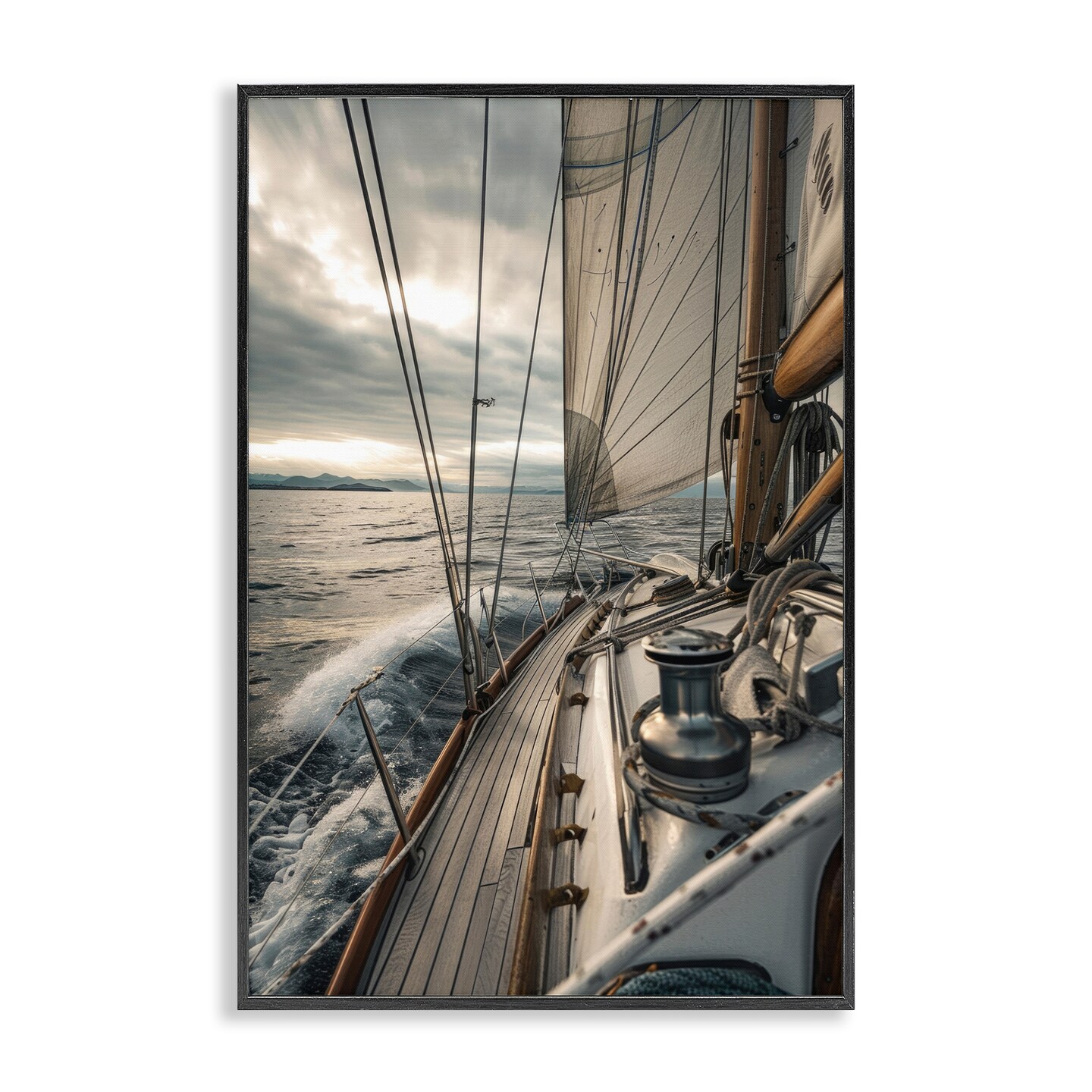 Stupell Industries Sailing Boat Wake Waves Framed Giclee Wall Art Design by LSR Design Studio