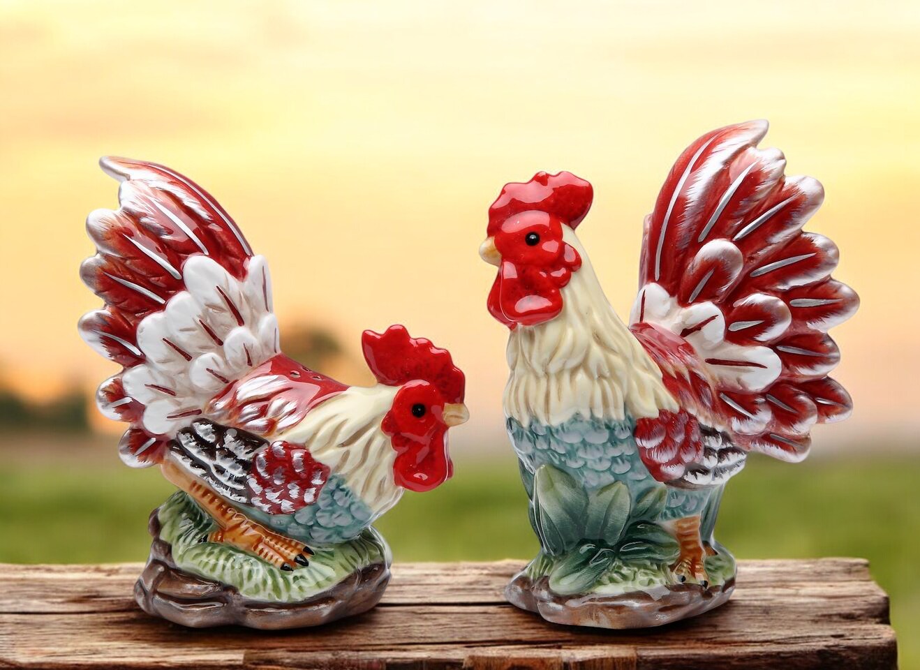 Ceramic Rooster Salt &#x26; Pepper Shakers, Home D&#xE9;cor, Gift for Her, Gift for Mom, Kitchen D&#xE9;cor, Dining Table D&#xE9;cor, Farmhouse Decor