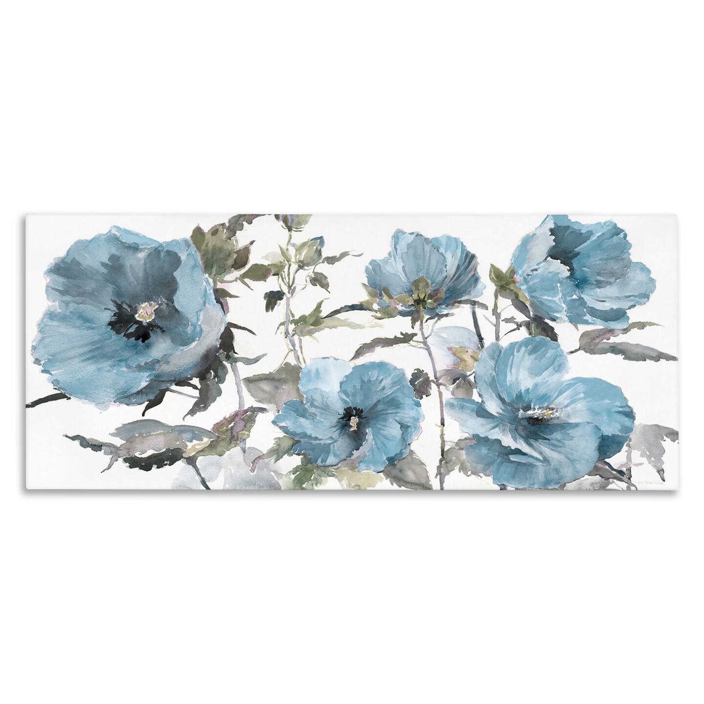 Stupell Industries Blue Poppies on White Canvas Wall Art Design by Theresa Heidel